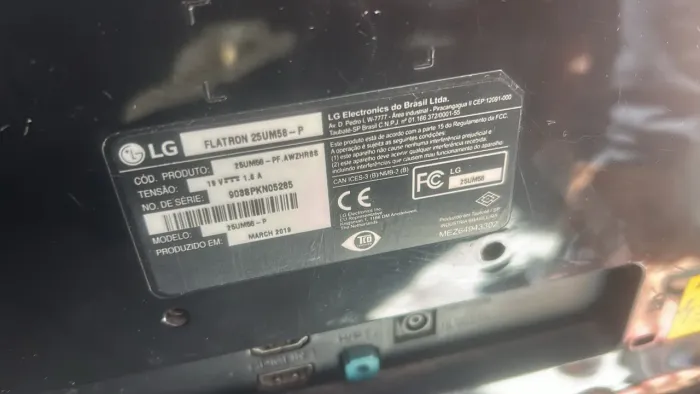 Vendo Monitor LG Ultrawide 25 polegadas (Modelo 25UM58-P)