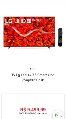 TV LG UHD AI thinq 75 Polegadas