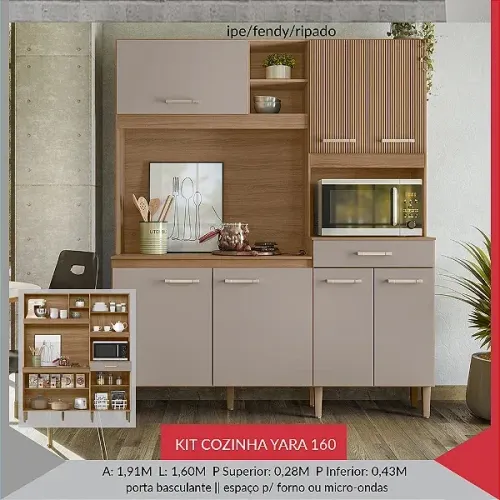 Kit Cozinha Yara 1,60m - Promoção