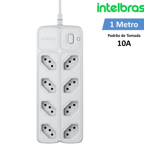 Protetor Eletrônico 8 Tomadas Bivolt com Chave Inteligente Sem Fusivel Branco - Intelbras 
