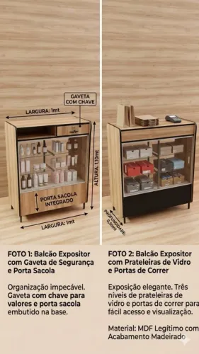 Balcão Expositor Madeirado em MDF