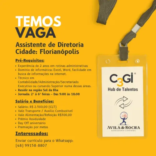 Assistente de Diretoria - Bairro: Campeche