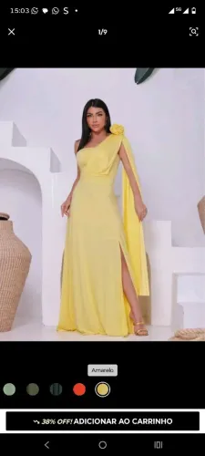 Vestido de festa amarelo tamanho único malha fluit