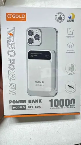 Carregador Portátil Magnético 10000mah Indução Sem Fio Turbo Branco BTE-60A