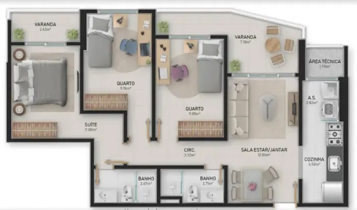 APARTAMENTOS 11° E 12º - ED. ARPOADOR - ITAPARICA - 3 QUARTOS 