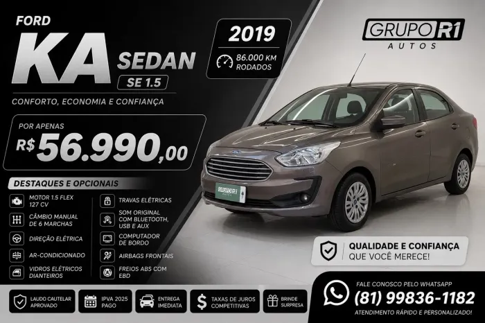 Ford KA 1.5 Sedan SE 12V Flex 4P Mec. 2019