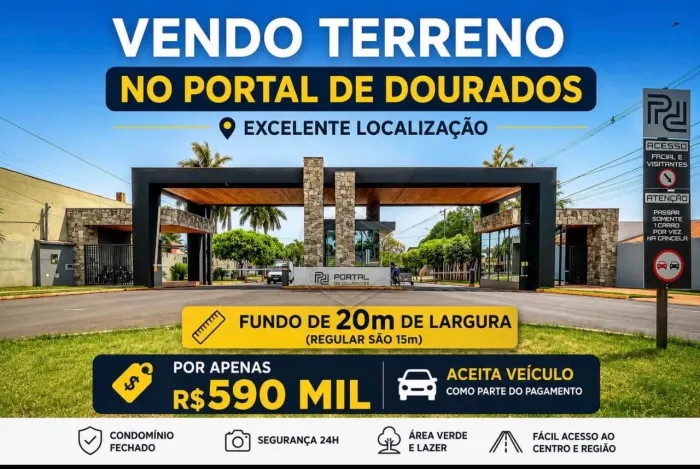 Terreno no Portal de Dourados! Único condomínio no centro. Oportunidade!