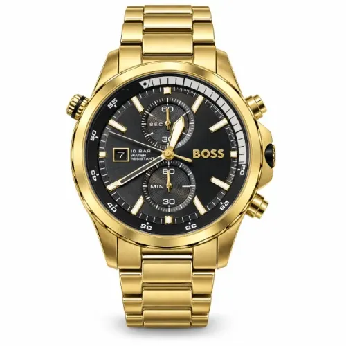 Relógio Masculino BOSS Globetrotter Ref. 1513932 46mm, Pulseira De Aço Inoxidável - Doura