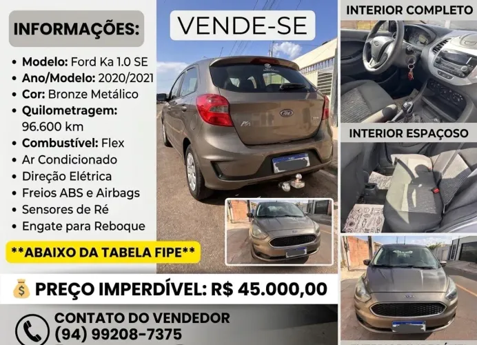 Ford KA 1.0 Se/se Plus Tivct Flex 5P 2021