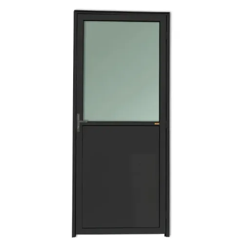 Porta Externa de Alumínio de Abrir 90x210 cm - Preto Fosco | Vidro Incolor