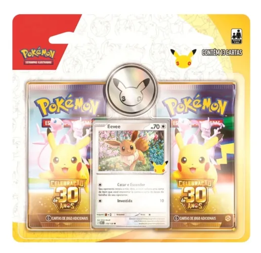 (PT-BR) Blister Duplo Com Moeda Pikachu - Celebração de 30 Anos - Eevee