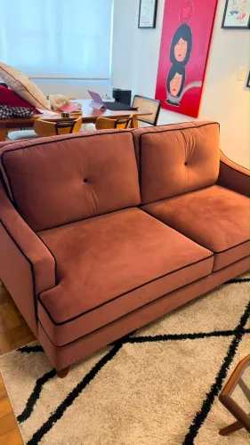 Sofá Windsor Westwing 3 Lugares - Veludo Rosa Chá (Excelente Estado)