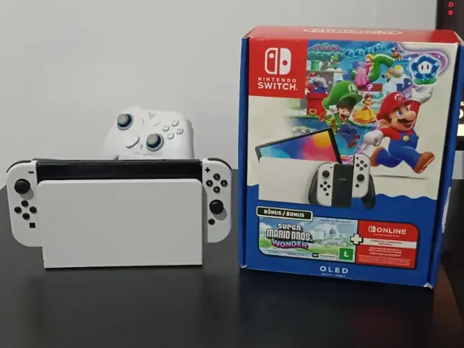 Nintendo Switch OLED Branco Desbloqueado 128 GB + Caixa