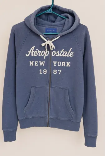 Casaco de moletom azul-marinho, unissex. Aeropostale.