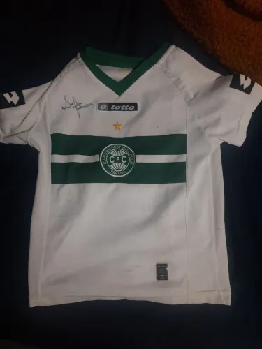 Camisa Coritiba 2007 Lotto infantil autografada pelo Wilson retro