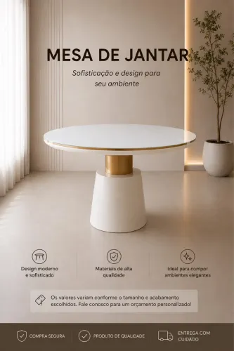Mesa de Jantar Redonda | Sob Medida | Direto da Fábrica