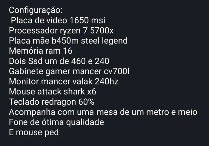 Computador gamer só pegar e usar