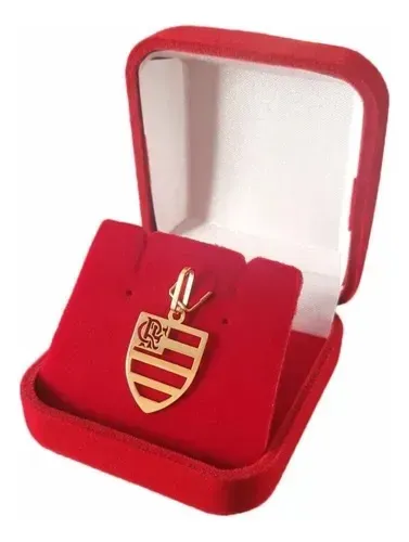 Pingente Time Flamengo  Clube Ouro 18 Kilates Peso 1.90 Gramas 30 mm Ouro Maciço          