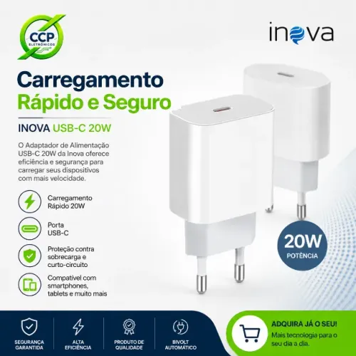 Fonte carregadora Usb-c 20w Inova