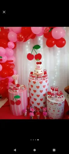 Capa cilindro cereja decoração de festa 