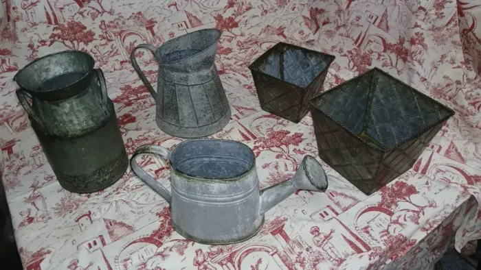 Conjunto Decorativo Rústico em Zinco/Galvanizado - 5 Peças (R$30,00 Cada)