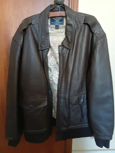 Jaqueta de couro aviador Blue Eagle cokipt lambskin 