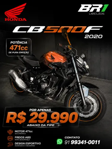 HONDA/ CB 500F 2020 (LARANJA) ABAIXO DA FIPE