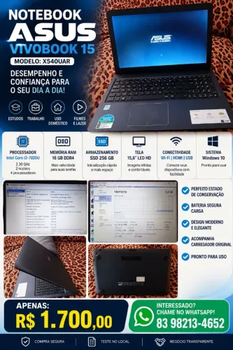 Notebook ASUS VivoBook 15 i3 | 16GB RAM | SSD 256GB