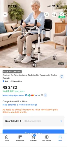Cadeira de transferência/guincho para banho 