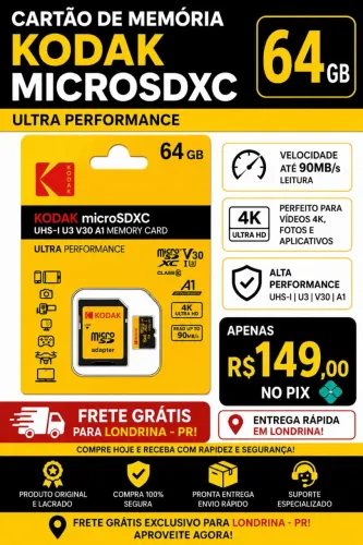 Cartão de Memória Kodak 64gb ORIGINAL