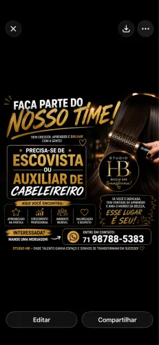 Auxiliar de cabeleireiro ou Escovista