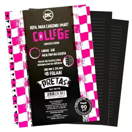 Refil Caderno Smart Universitário C/ 48 Folhas Dac - Preto
