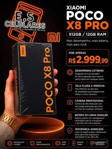 XIAOMI POCO X8 PRO 5G 512GB/12GB RAM - CELULAR XIAOMI NOVO DISPONÍVEL