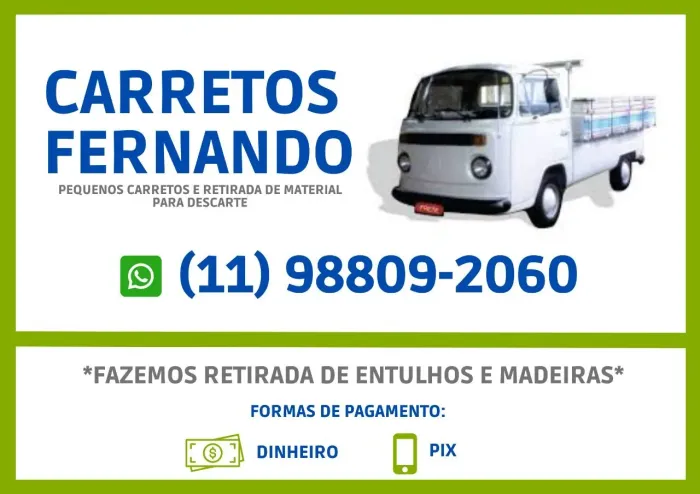 Nando pequenos carretos e retirada de materiais para descarte 