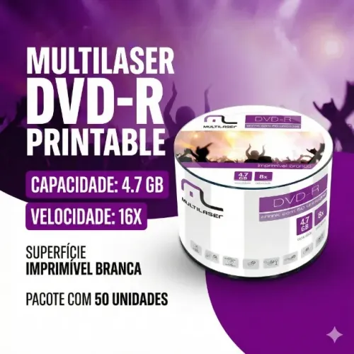Mídia Multilaser Dvd-R Printable 16X 4,7 Gb - DV052
