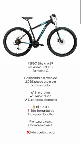 Bicicleta aro 29 RockRider ST100 - Tamanho G