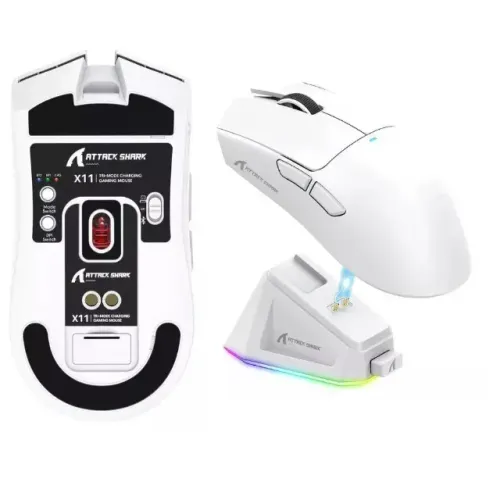 Mouse Attack Shark X11 Preto e Branco