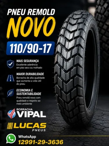 PNEU TRASEIRO 110/90 17 REMOLD BORRACHA VIPAL 
