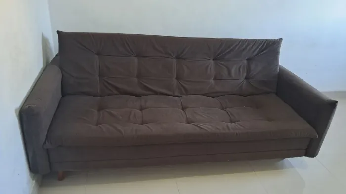 Sofá cama retrátil 3lugares marrom suede, em ótimo estado (Entrego)