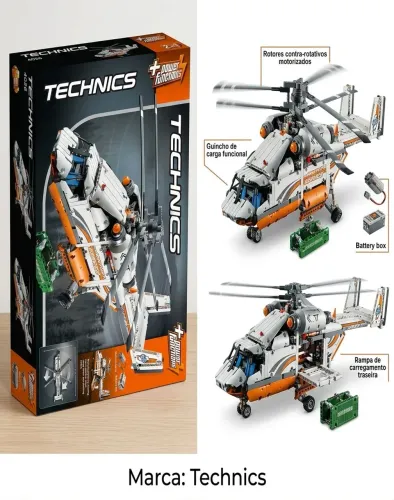 Blocos De Montar Helicóptero Technics Motorizado 1042 pçs modelo 4026 marca Mega tipo Lego