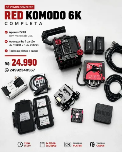 RED KOMODO 6K Completa | Apenas 723H de uso + Kit completo