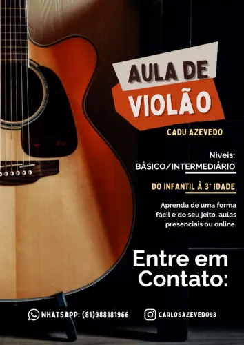 Professor/aula violão - Juvenil, adulto e Idosos.
