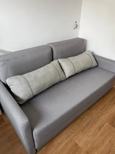 Sofá-cama Herval 3 lugares em linho cinza - Excelente estado