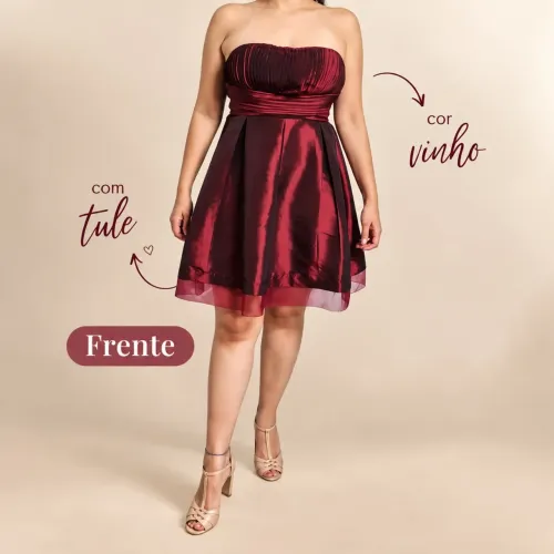 Vestido Vinho Tomara que Caia