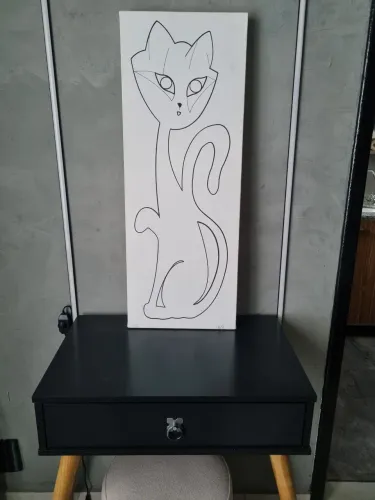 Tela 30x80x4cm para pintar colorir desenho de gato cubico