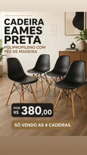 Cadeira pé palito  Eames Eiffel Pés Em Madeira.