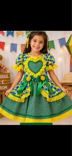 Vestido de quadrilha Verde e Amarelo