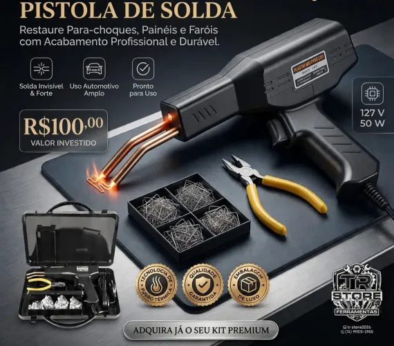 Pistola de Solda Pra recuperar para choques e Plásticos em geral + Grampos Maleta