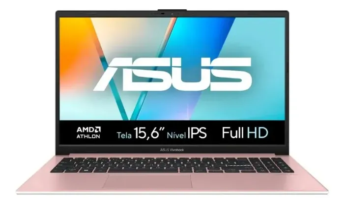 Notebook Asus Vivobook Go 15 AMD Athlon Silver 10 4GB 128GB SSD W11 Tela IPS 15,6 FHD Novo