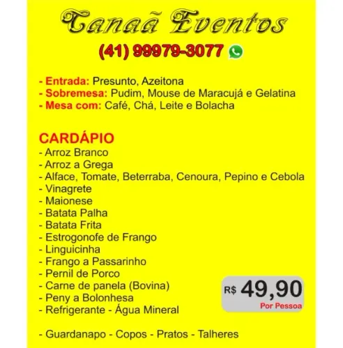 Buffet para Eventos: Casamentos - 16 Anos - Formaturas...